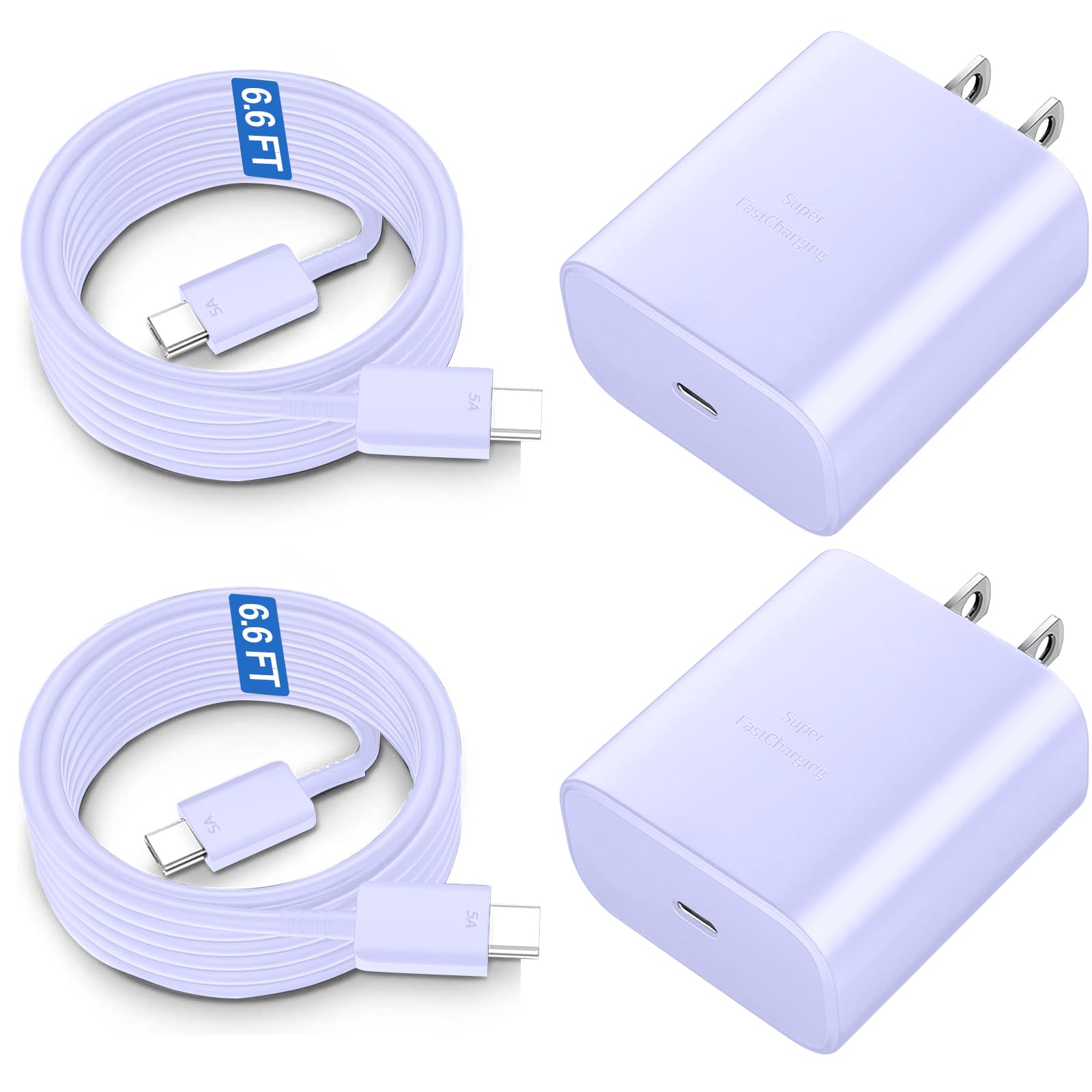 45W USB C Fast Charger Block Super Fast Charging Type C Charger for Samsung Galaxy S25 Ultra/S25/S24 Ultra/S24/S23 Ultra/S23/S22 Ultra/S22/S21/S20,PPS Android Phone Charger with 6.6FT Cord-Purple