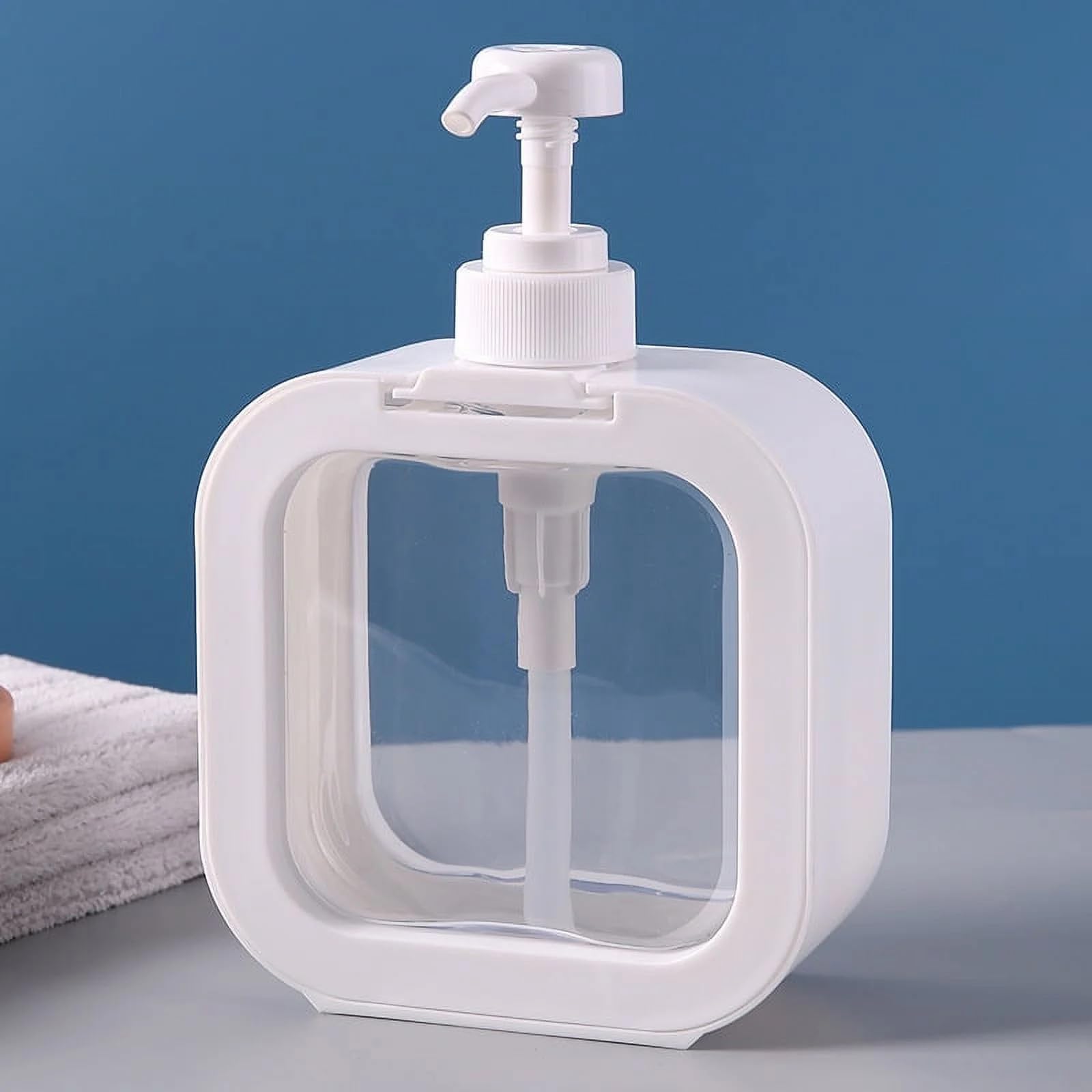 7Seas Plastic Soap Dispenser, Lotion Dispenser Bottle with Pump for Kitchen,Bathroom Accessory,Countertop, Great for Soap,Lotions and Body Oil|500 ML Square Transparent Pump Dispenser Liquid Bottle