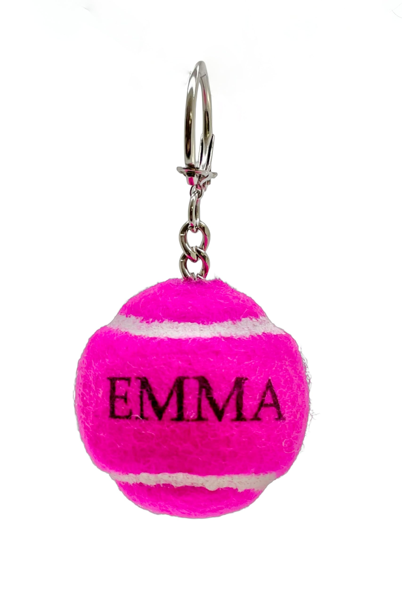 Price of Bath Personalised Colourful Mini Tennis Ball Keychain, in 7 Colours | Custom Printed Named Keyring for Kids Backpacks & Sports Bags | UK Made Tennis Cloth | Unique Gift! (Pink)