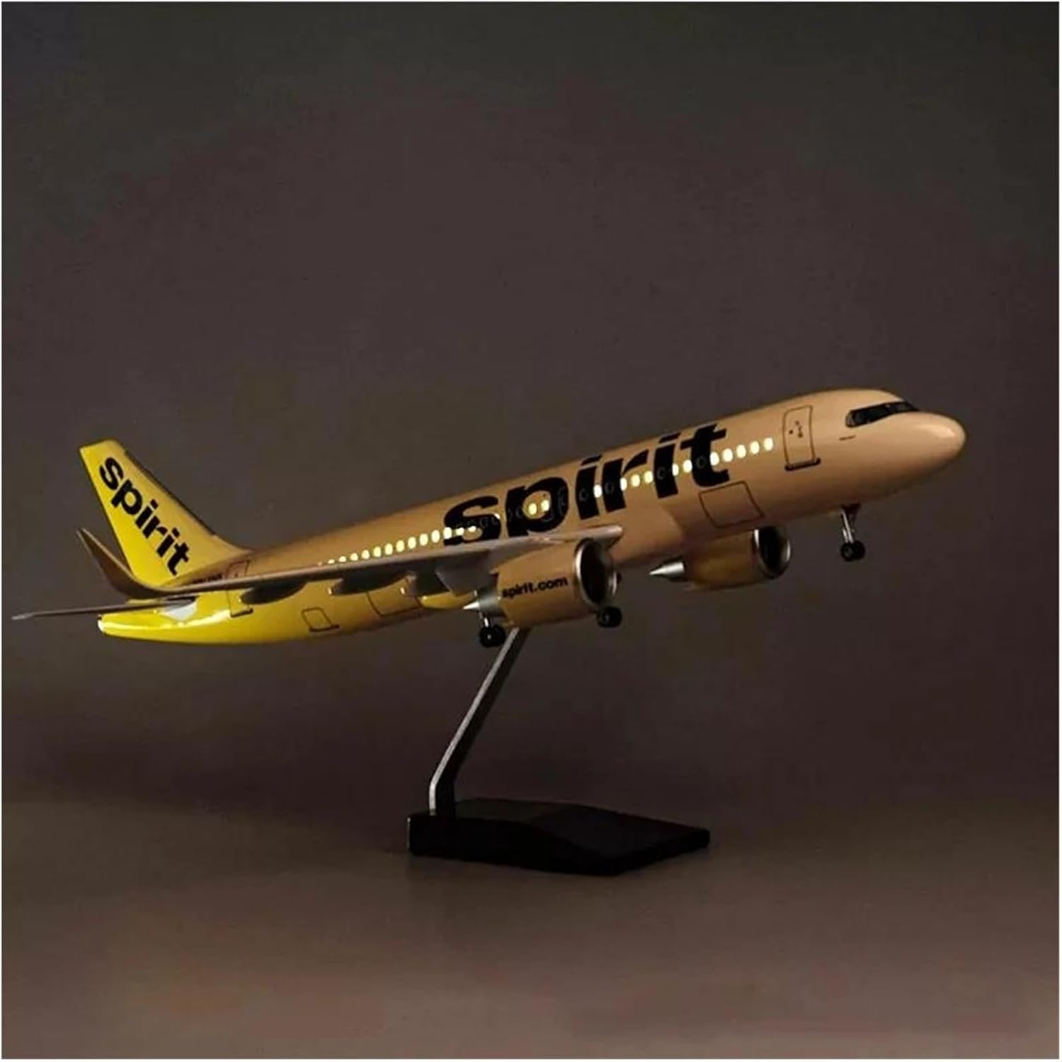1/80 for A320 NEO Spirit Airlines Model Plane 47CM Collector's Showcase Gift Enthusiasts Hobby Playgame Kit(with Light)
