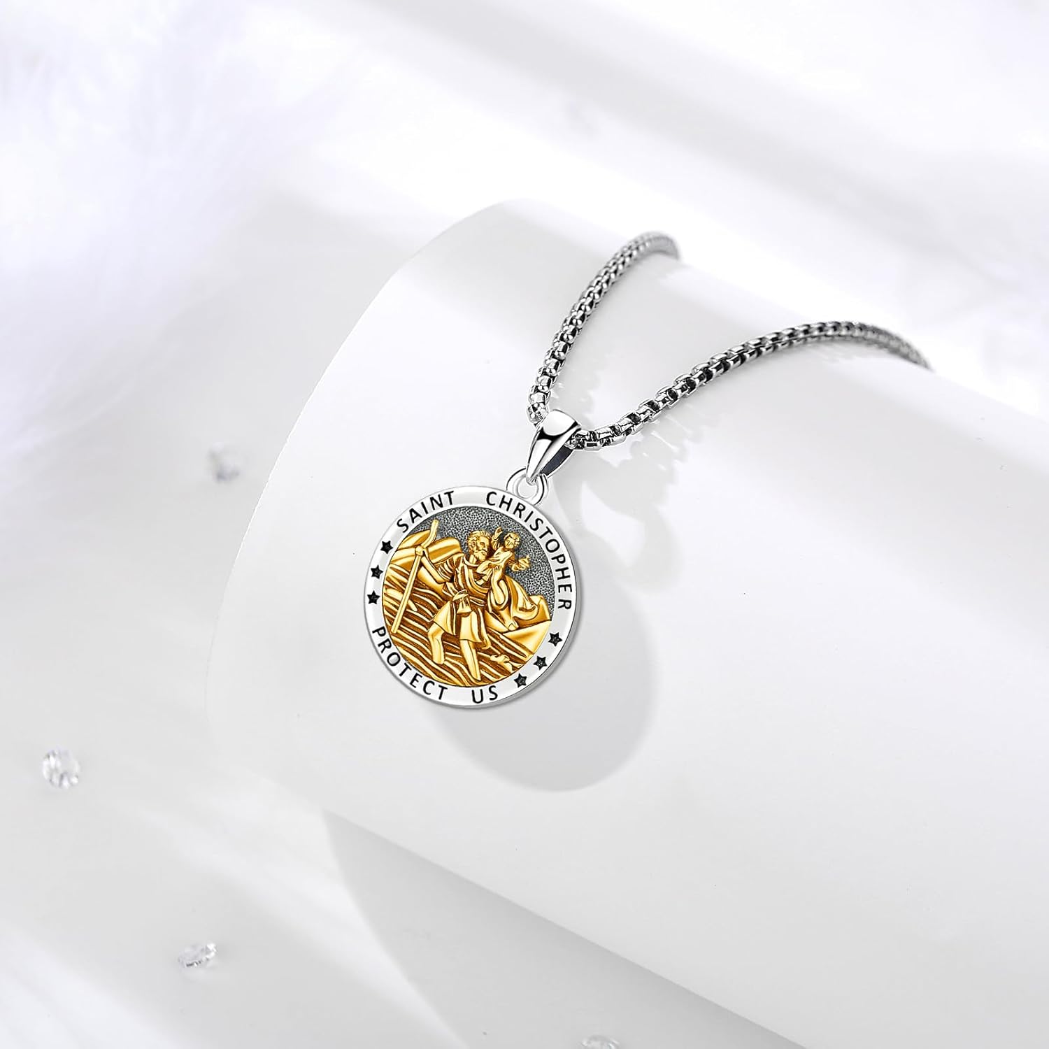 Patron Saint Medals Amulet Necklace 925 Sterling Silver Protection Jewelry for Men Women with 20"/22"+2" Rolo Chain - Image 2