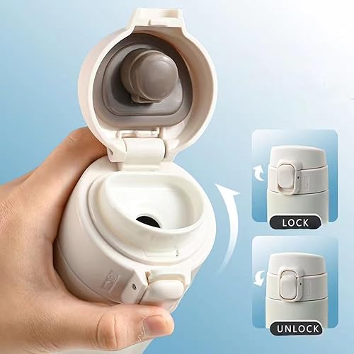 Miniatura 6 de Botella de agua térmica con aislamiento al vacío, taza de café de viaje con tapa de hebilla de seguridad, vaso de acero inoxidable a prueba de