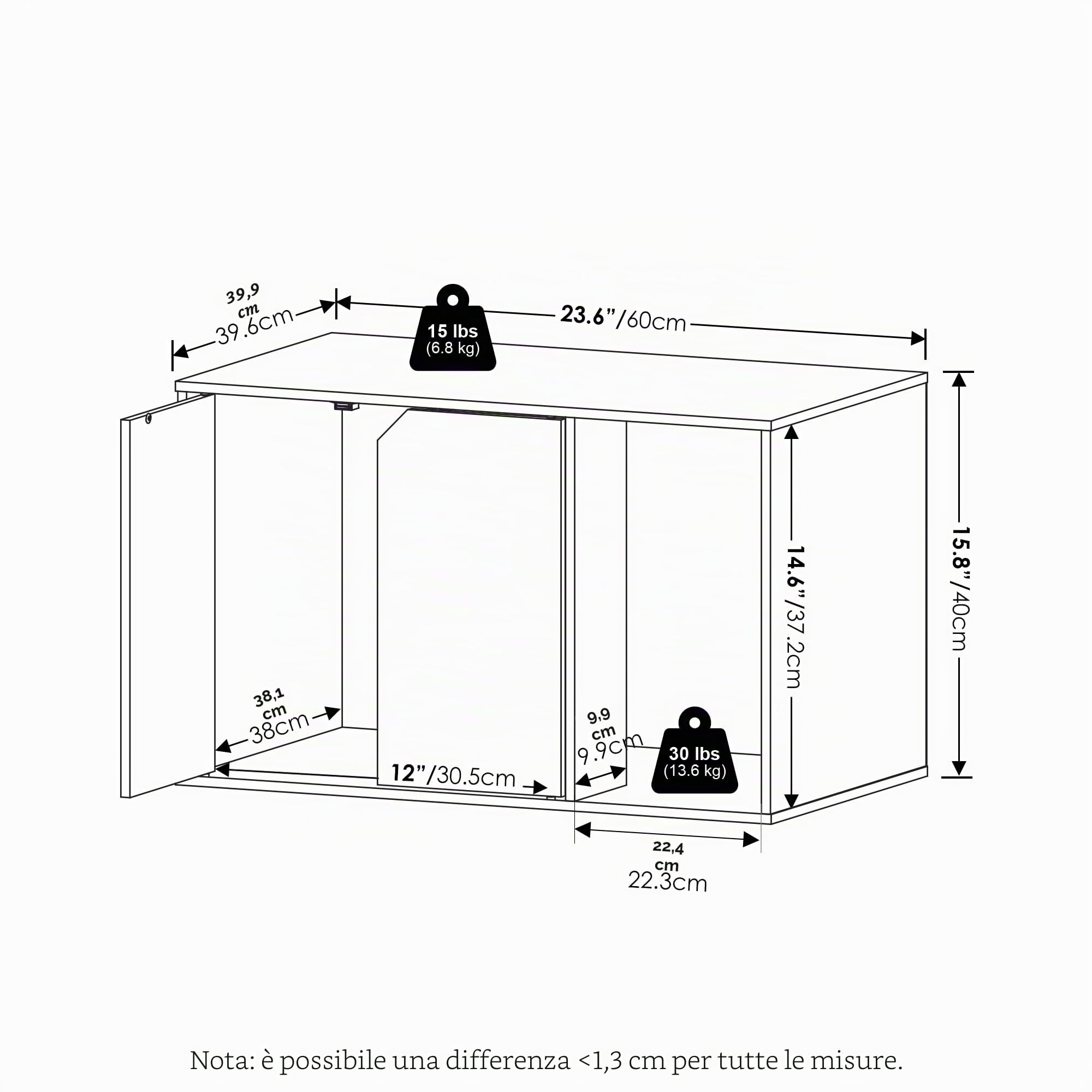 Furinno Peli tavolino piccolo con contenitore per lettiera, bianco solido