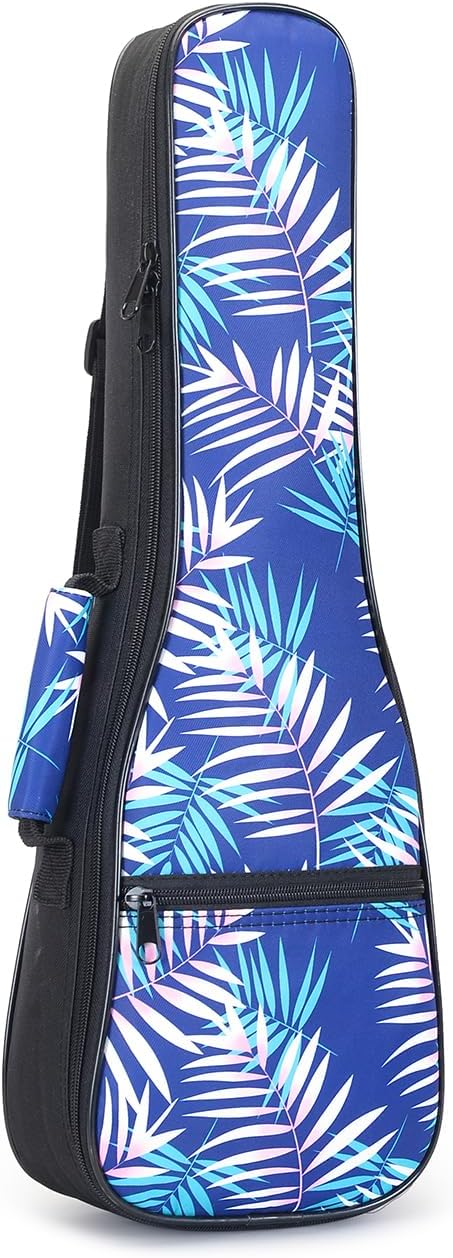 MUINS Ukulele Bag,23 Concert Durable Colorful Ukelele Uke Bag (Blue Leaves, 30 Inch) image 2