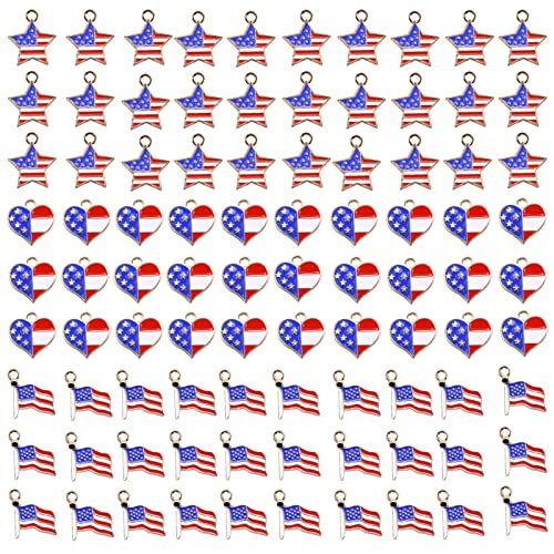 Cieovo 90 Piece Independence Day American Flag Charms, Patriotic Enamel Charm Pendants 4Th Of July Jewelry Making Charms For 4Th Of July Independence Day Diy Jewelry Bracelets Necklaces Making #TOP15