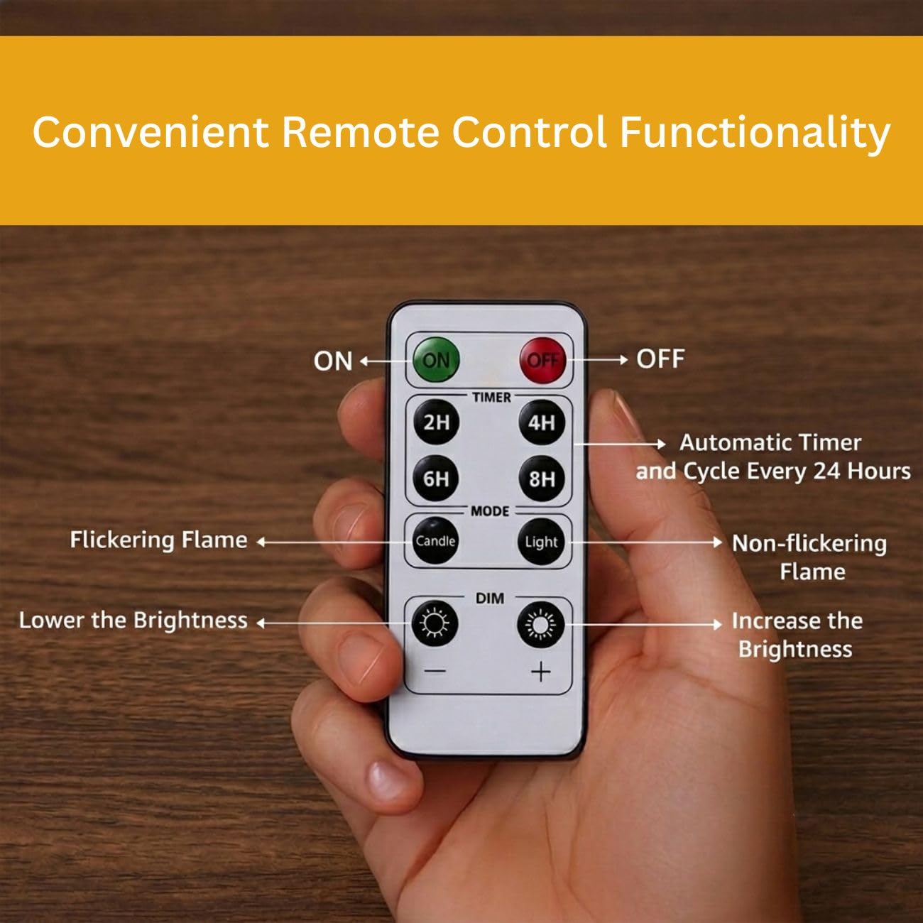 LTETTES Flameless LED Candles AA Battery Powered with Gold Acrylic Glass with Remote Controller and Timer for Home Festival Wedding Decor (3" D x 6" H) Pack of 1 4