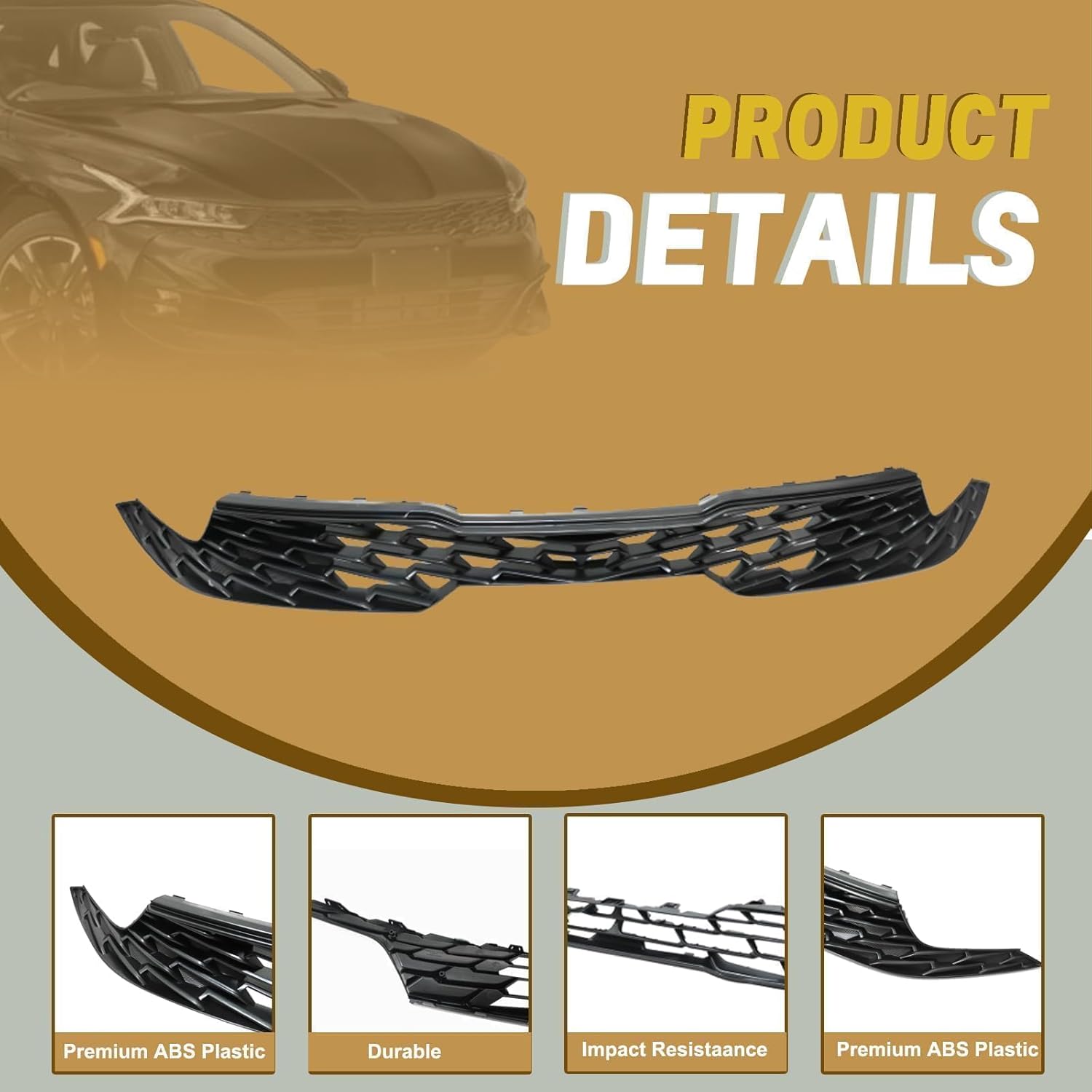 SecosAutoparts Upper Radiator Grill Front Compatible with Kia K5 GT-Line GT Sedan 2021 2022 2023 Replace# 86351L3300, 86351-L3300