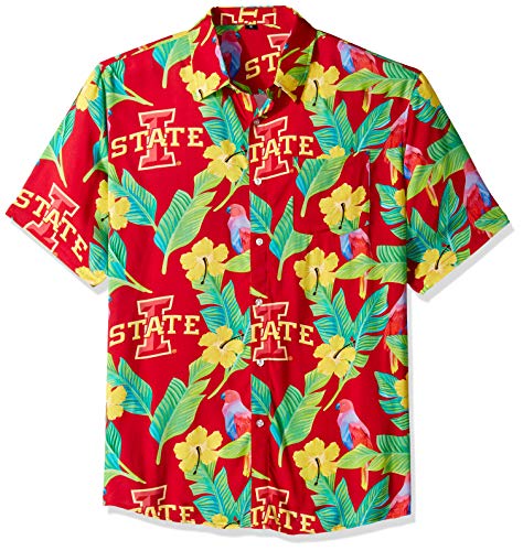 FOCO NCAA Iowa State Cyclones Floral Button Up Shirt, Team Color, Large