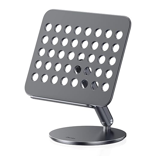 BENKS iPad Ständer Verstellbar mit 360° Drehbarer Basis, Aluminium Tablet Halterung für 2024 iPad Pro(M4) iPad Air(M2) iPad Mini 11,12.9,13, Samsung Galaxy Tab, Tablet mit 4.7-13 Zoll (Anthrazit)