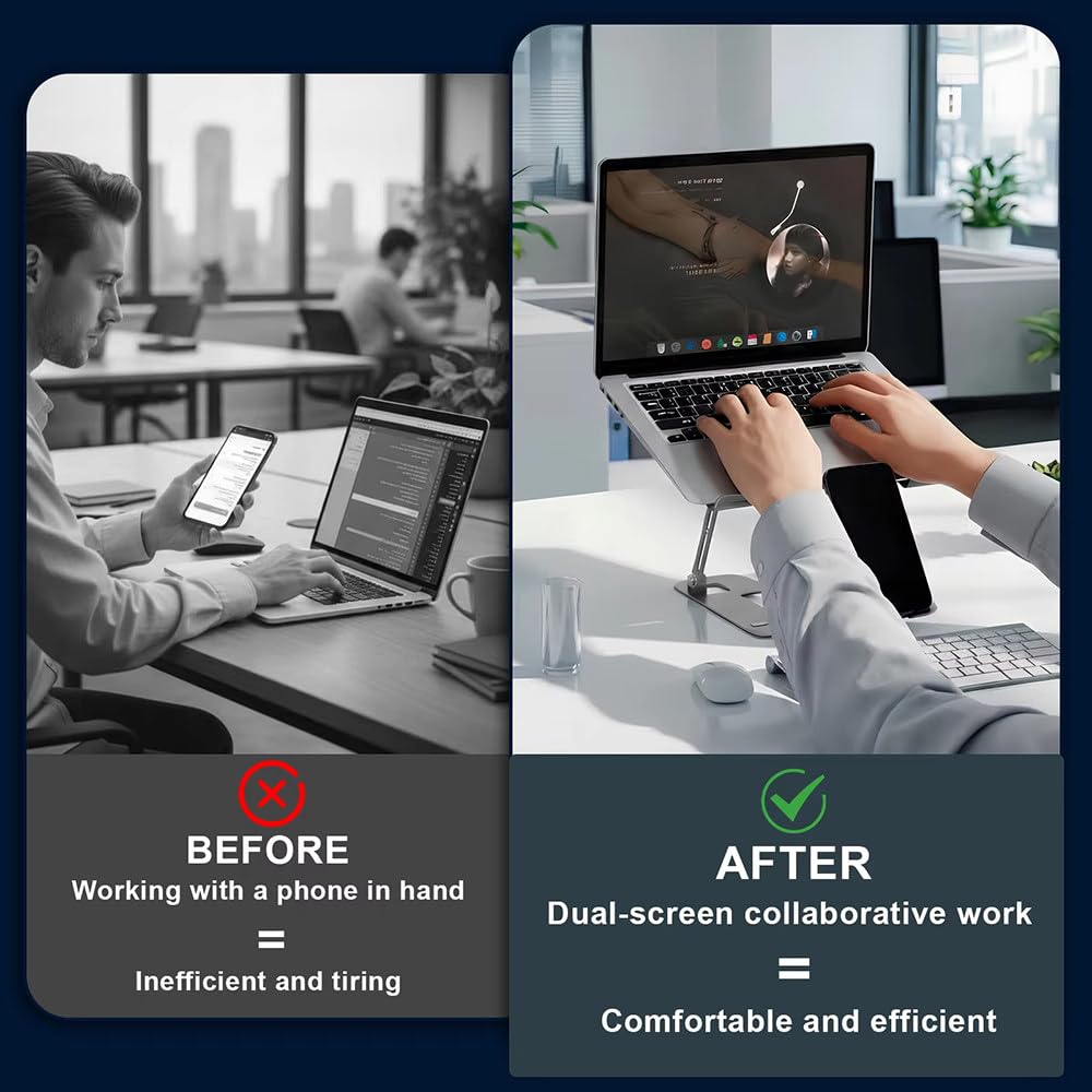 Regulowana Podstawka Chłodząca Do Laptopa,Chłodziarka Półprzewodnikowa,Do Laptopów O Przekątnej 10-17",Regulacja 180°,Rama Ze Stali Węglowej,Z Uchwytem Na Telefon,Udźwig 40Kg,Do Biura I Domu A