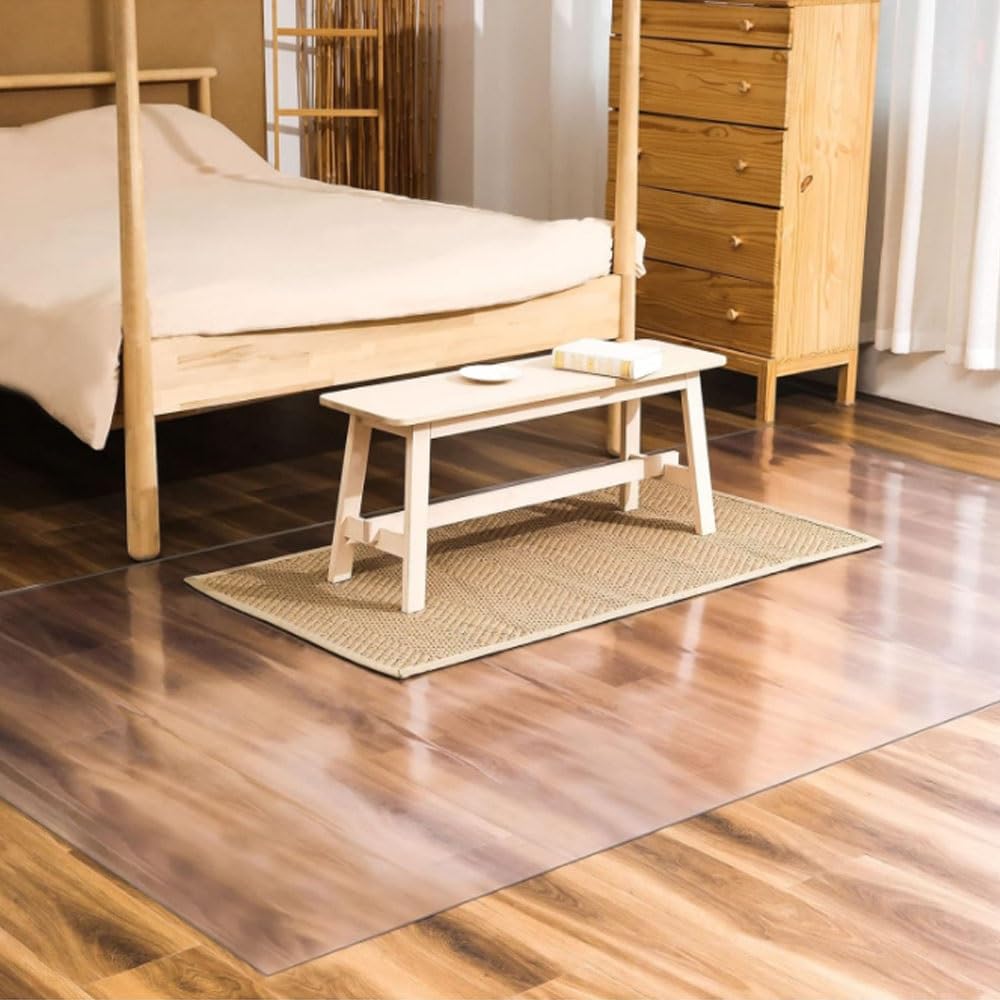 Bodenschutzmatte Transparente Schutzmatte für Hartböden 30x90cm 60x120cm 100x180cm 140x240cm Stuhlunterlage en PVC Rechteckig 2mm Dick (Color : Thick 2.0mm/0.08", Size : 110x150cm)