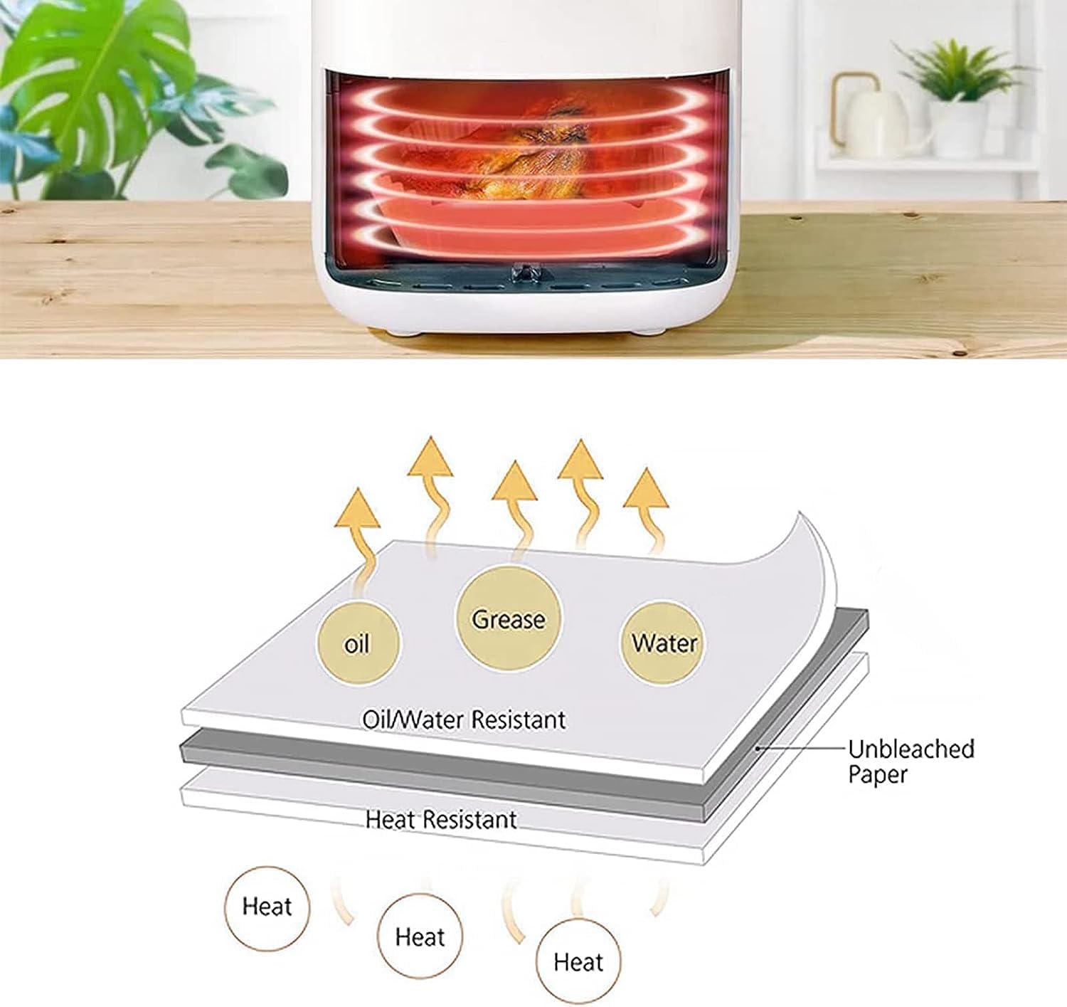 SKY-TOUCH 100 PCS Air Fryer Disposable Paper Liner, Baking Paper for Air Fryer Oil-proof, Water-proof, Food Grade Parchment, Square Baking Paper for Air Fryer, 16cm/6.3inch 2026 - view 6