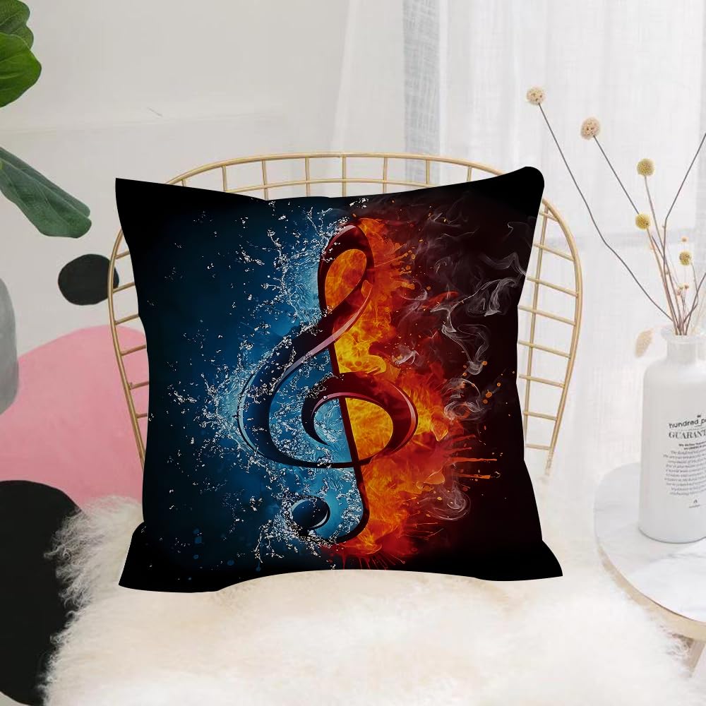 HYOSXW Cushion Cover,Throw Pillow Case Home Decorative for Living Room Bedroom Sofa Chair 16X16 Inch,Music light glowing symbol on dark background,Pillowcase 40X40cm