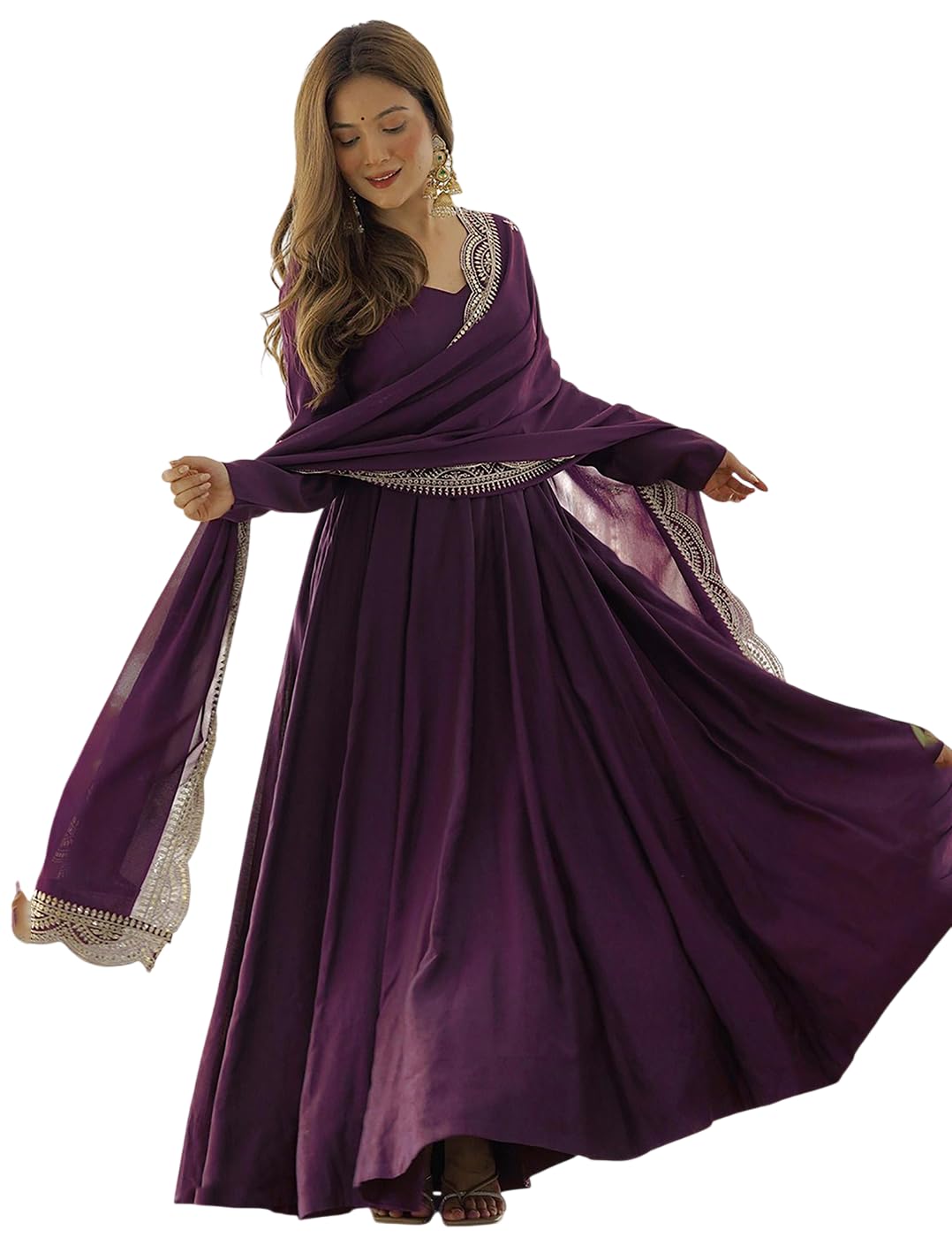 Women's Heavy Georgette Embroidery Work Anarkali Gown and Beautiful Dupatta Traditional for Women Any Occasion-picture-18