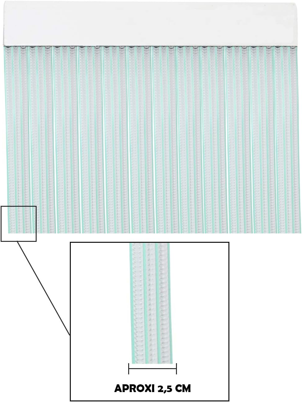 PVC Strips Door Curtain 210 x 90 cm, Curtain for Exterior Door (Transparent + Green Edge P7)