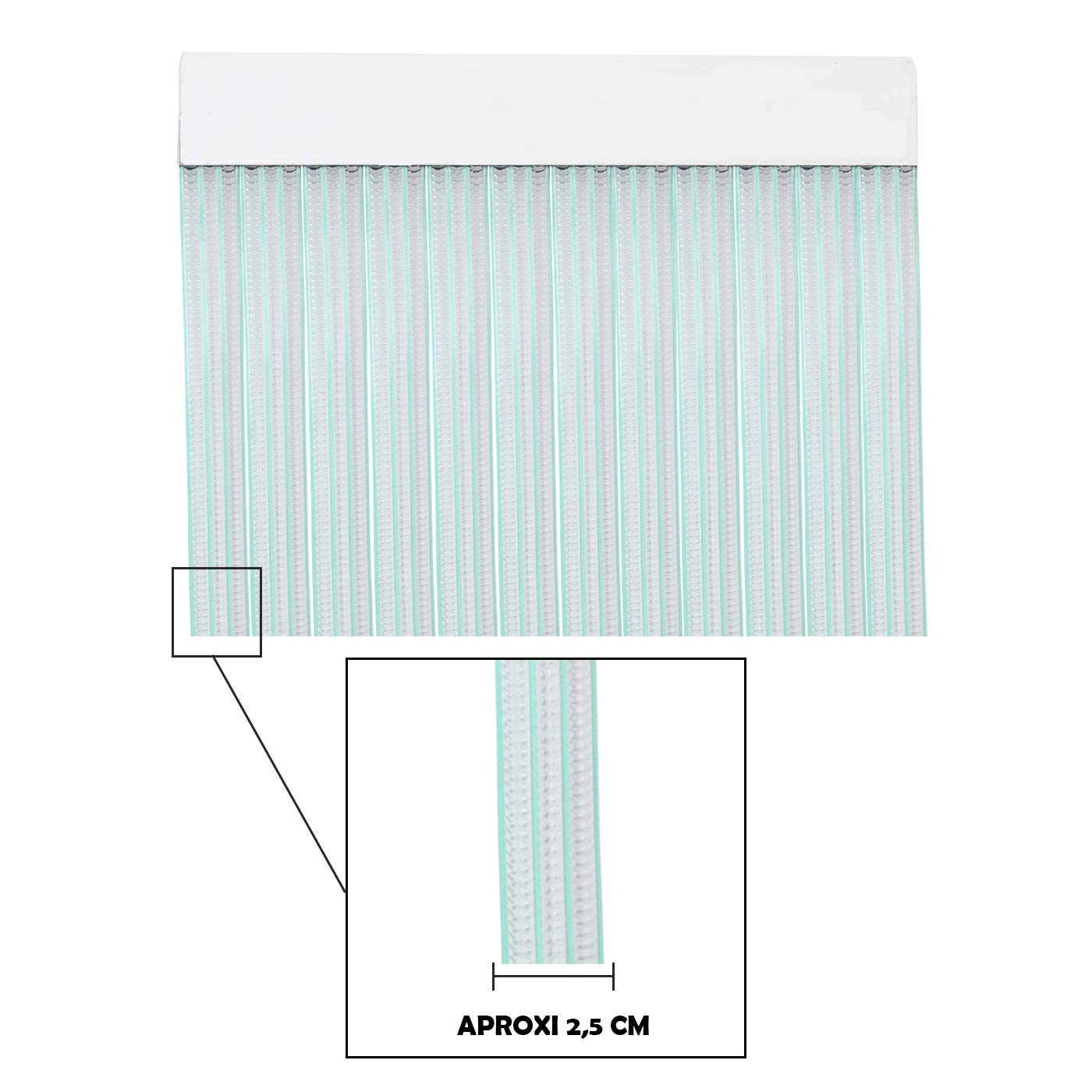 MERCURY TEXTIL Tenda per Porta Strisce PVC 210 x 90 cm, Tenda per Porta Esterna (Trasparente+Filo Verde P7)