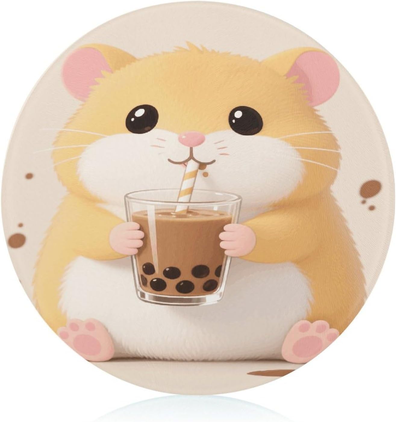 Hamster Tempered Glass Cutting Board Sturdy Chopping Block Personalized Large Butcher Block Lightweight Round Chopping Mat for Kitchen Non Slip