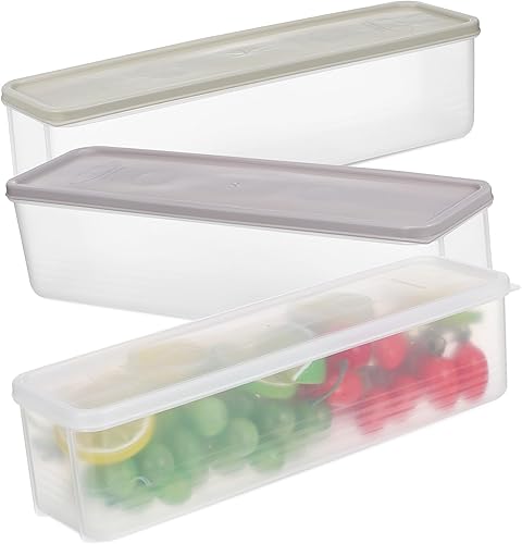 3 Pcs Transparent Fridge Organizers Food Storage Containers for Fruit Vegetable Bread Cheese Stackable PP Plastic Produce Saver Boxes with Airtight