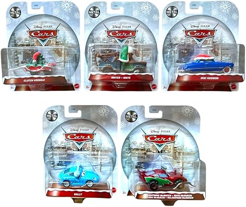 Mattel Disney Pixar Cars Holiday Christmas Edición Especial Invierno Series Juego de 5 vehículos fundidos a presión de GYD55-963C