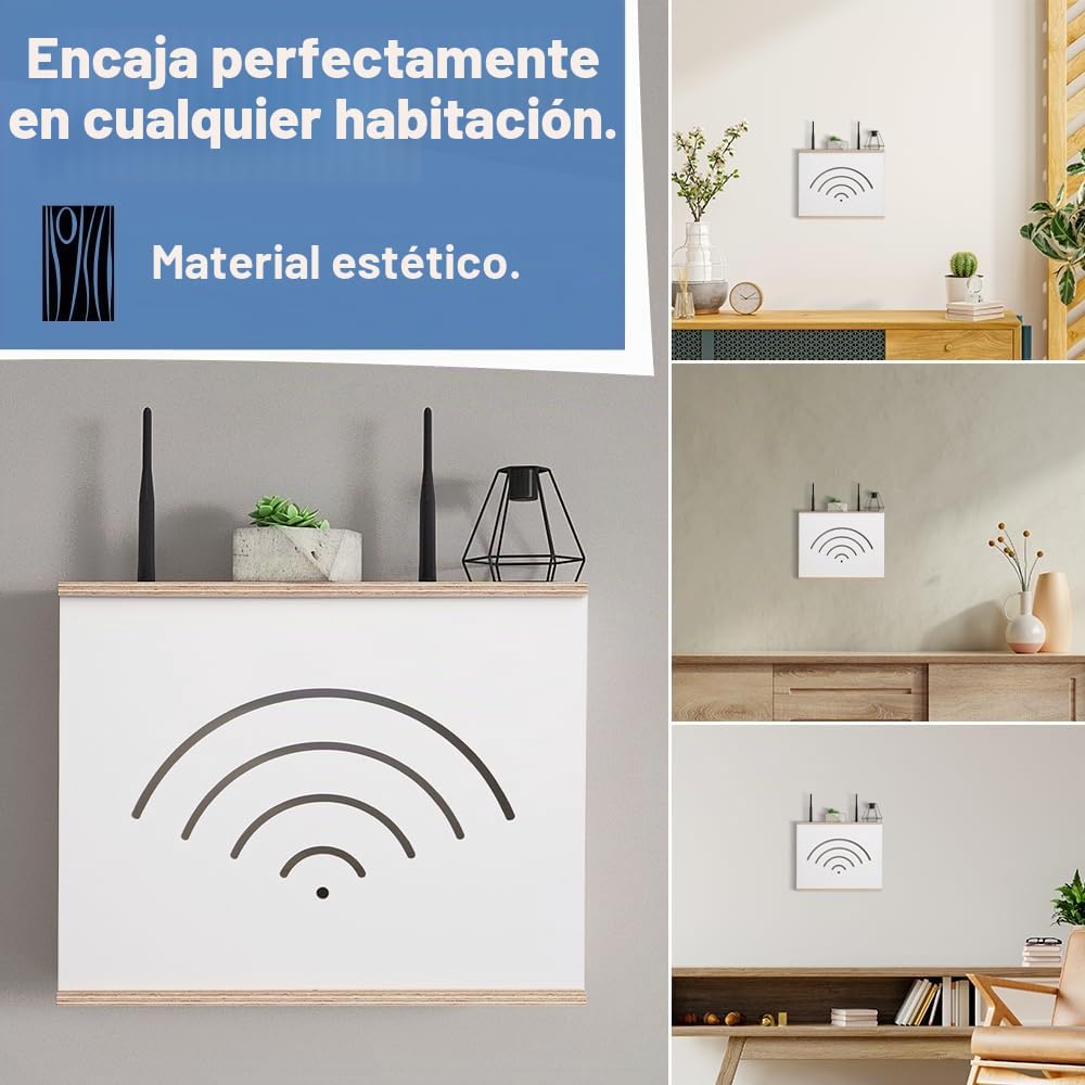 MOE UHANE Cubierta para router WiFi, tapa para router, estante para router con cubierta deslizante, organizador para zona del router, caja para módem y router, carcasa para router, montaje en pared