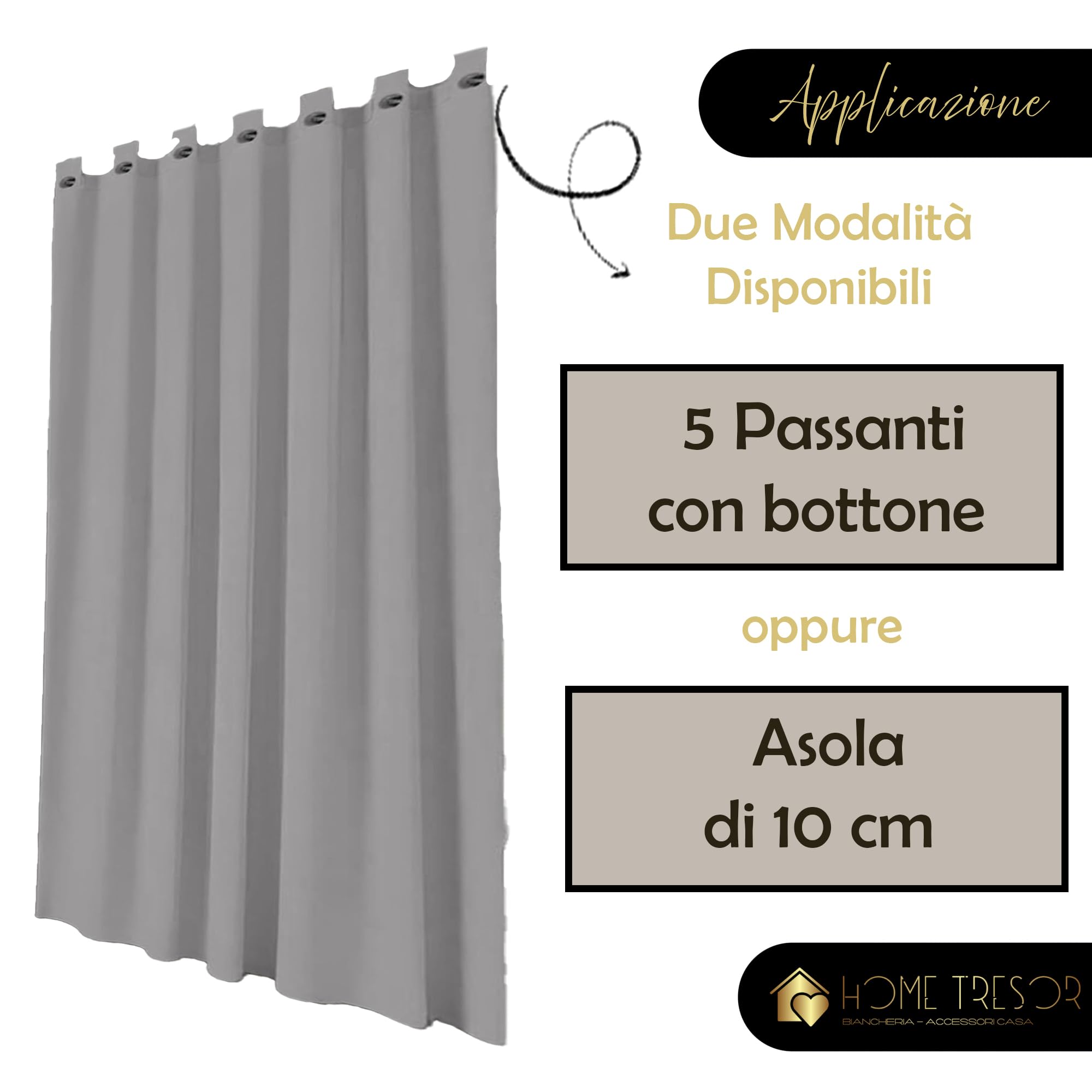 Home Tresor Set 6 Pannelli Tenda per Gazebo 160 x 270 cm da Esterno Impermeabile Antivento con Passanti e Bottoni, Oscurante e Lavabile – Idrorepellente per Pergolato Balcone Giardino - Grigio