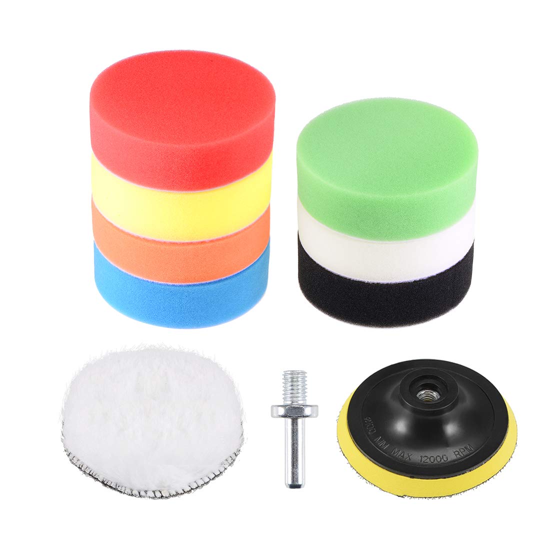 Polishing Pad Kit Uxcell 4 Inch Foam Drill - 7 Sponge Pads + Wool Pad + Backing Pad With M10 Adapter Boat Polishing Kit 8 thumbnail image