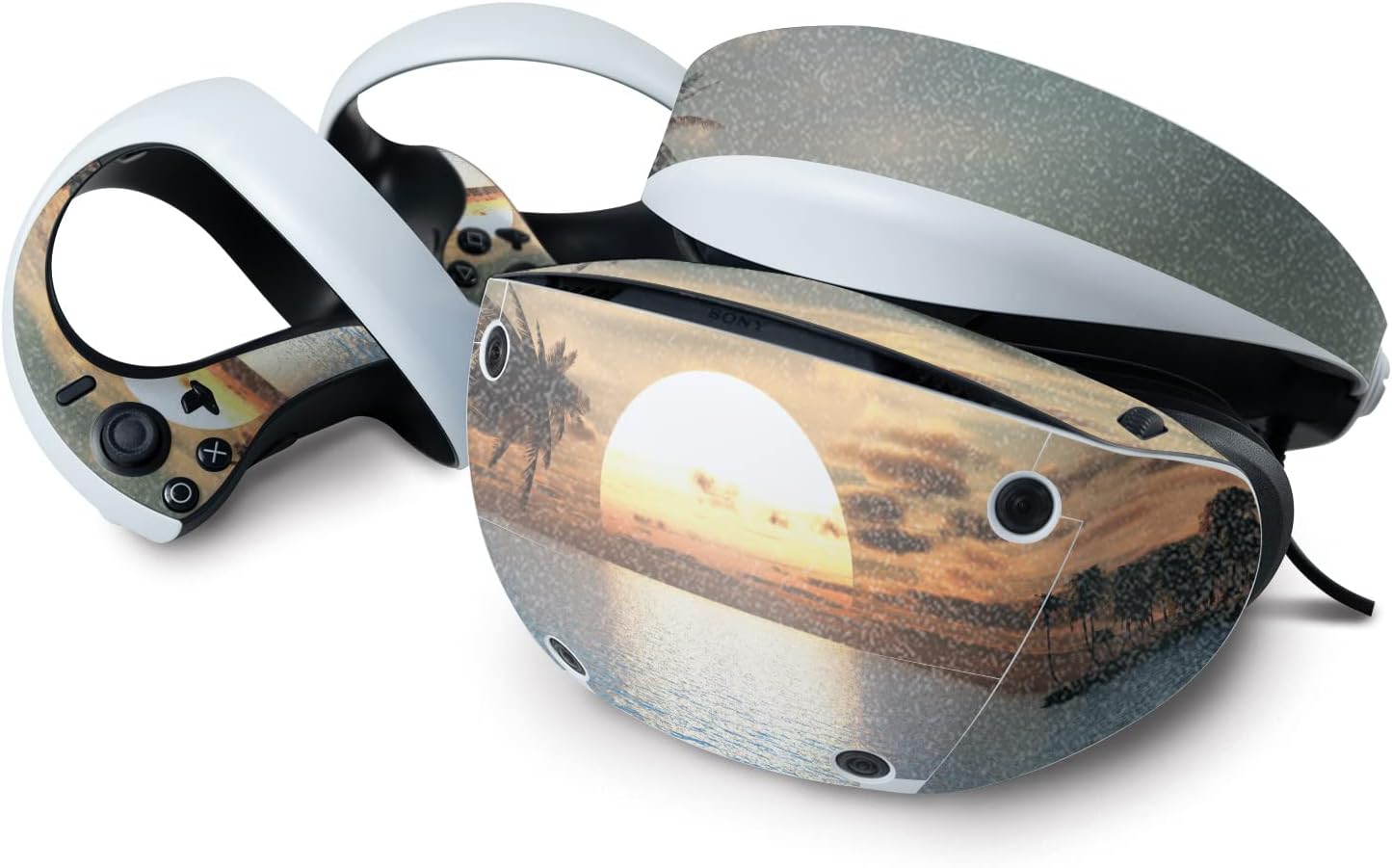 MightySkins Glossy Glitter Skin Compatible with Sony Playstation VR2 - Tropical Sunset | Protective Durable High-Gloss Glitter Finish | Easy to Apply & Change Styles | Made in The USA