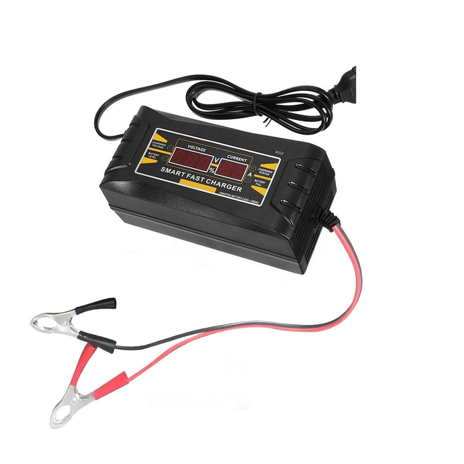 Cargador de Bateria, Cargador de batería de coche completamente automático, 12V, 10A, pantalla LCD, carga rápida inteligente for batería de plomo ácido seco y húmedo