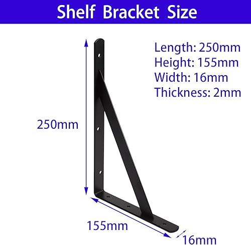 Miniatura 2 de Paquete de 10 soportes de estante de metal de diseño triangular, soportes de ángulo recto con tornillos para muebles de madera, gabinetes, sillas,