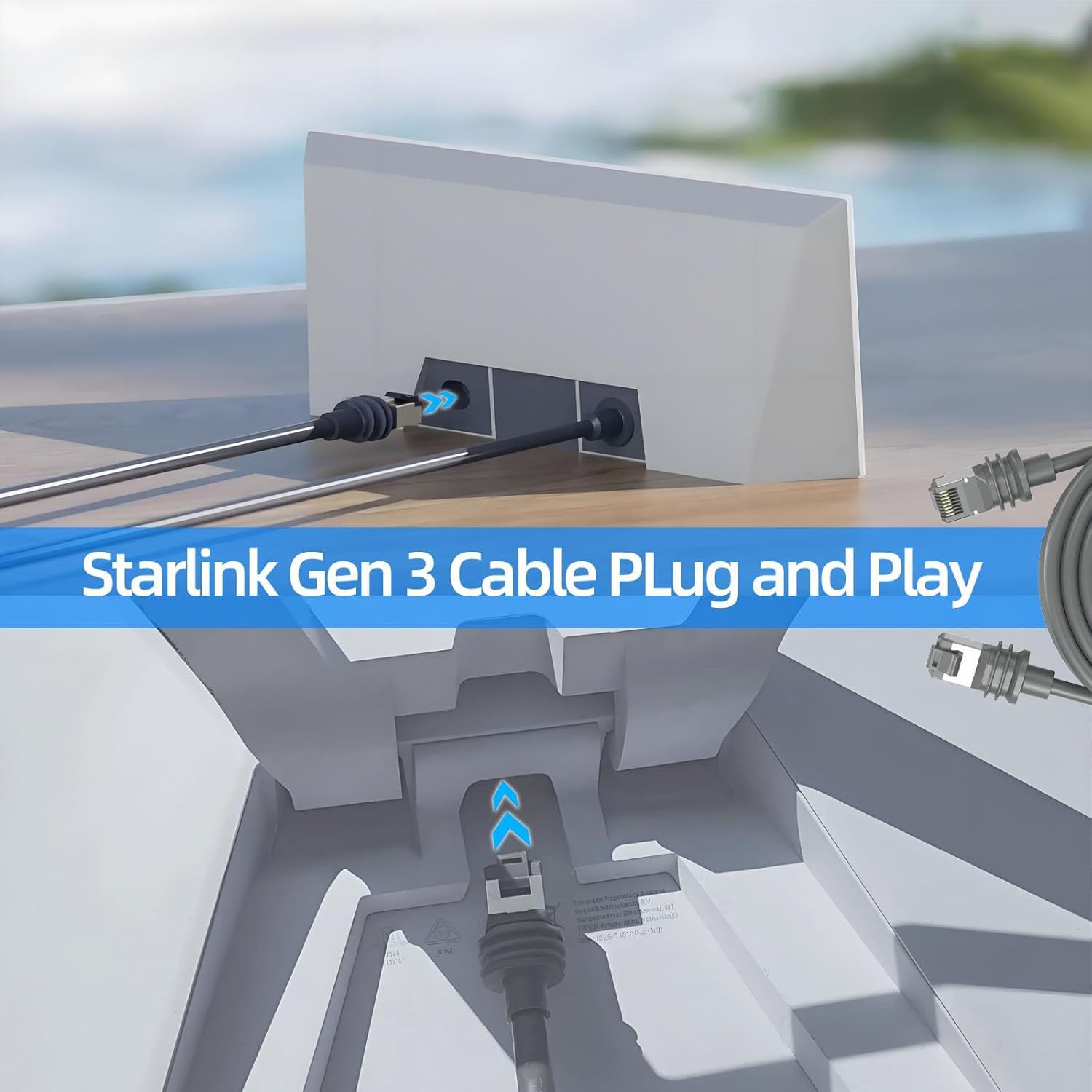Cavo Standard Per Starlink Gen3 – 30 Metri (100ft), Colore Grigio, Connettori RJ-45 – Ricambio Per Starlink Rettangolare - Foto 4
