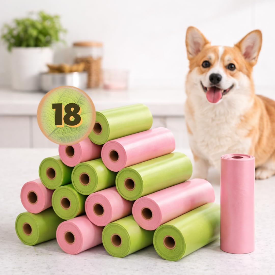 Kit 18 Refis em Rolo Cata Caca para Cachorro – 270 Saquinhos Higiênicos Pet, Resistentes, Anti-Vazamento e Odor para Passeios e Limpeza. Cores Sortidas - Qualidade Premium, LoomaStore