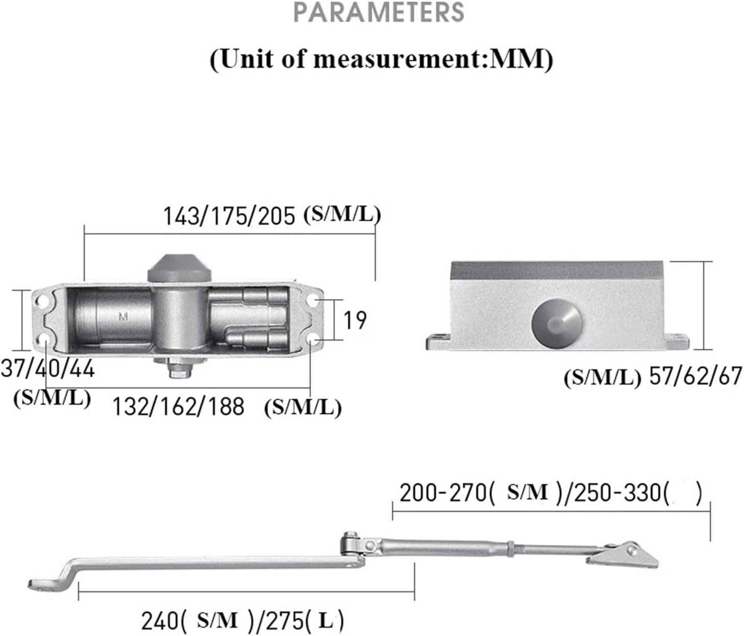 Automatic Door Closer 2 Spring Hydraulic Buffer Adjustable Speed Silent Door Stop(M-65kg)