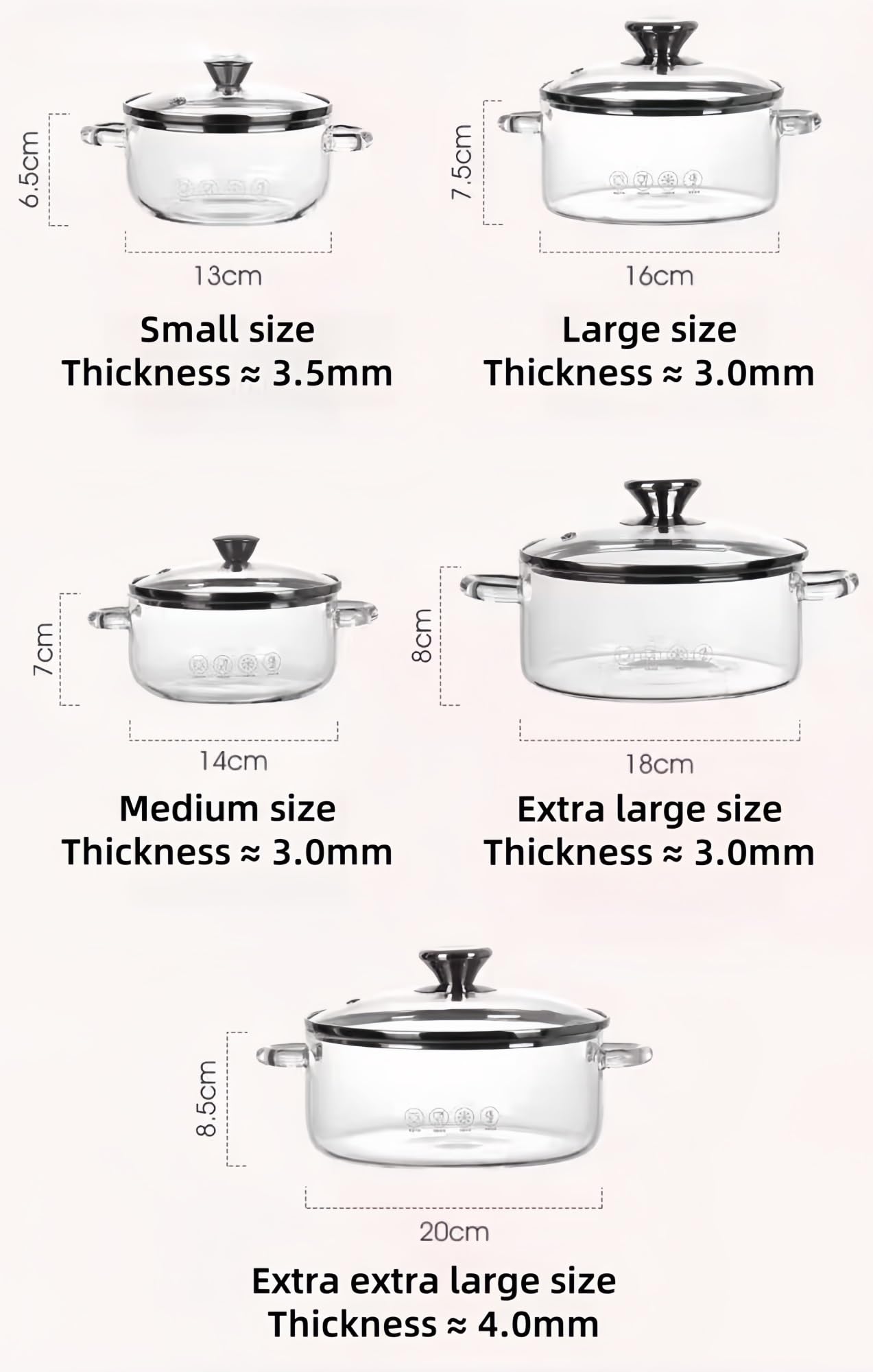 Hitzebeständiger Glas-Kochtopf, leicht und einfach zu reinigen, hervorragende Wärmespeicherung, ideal für Nudeln, Suppe und Milch