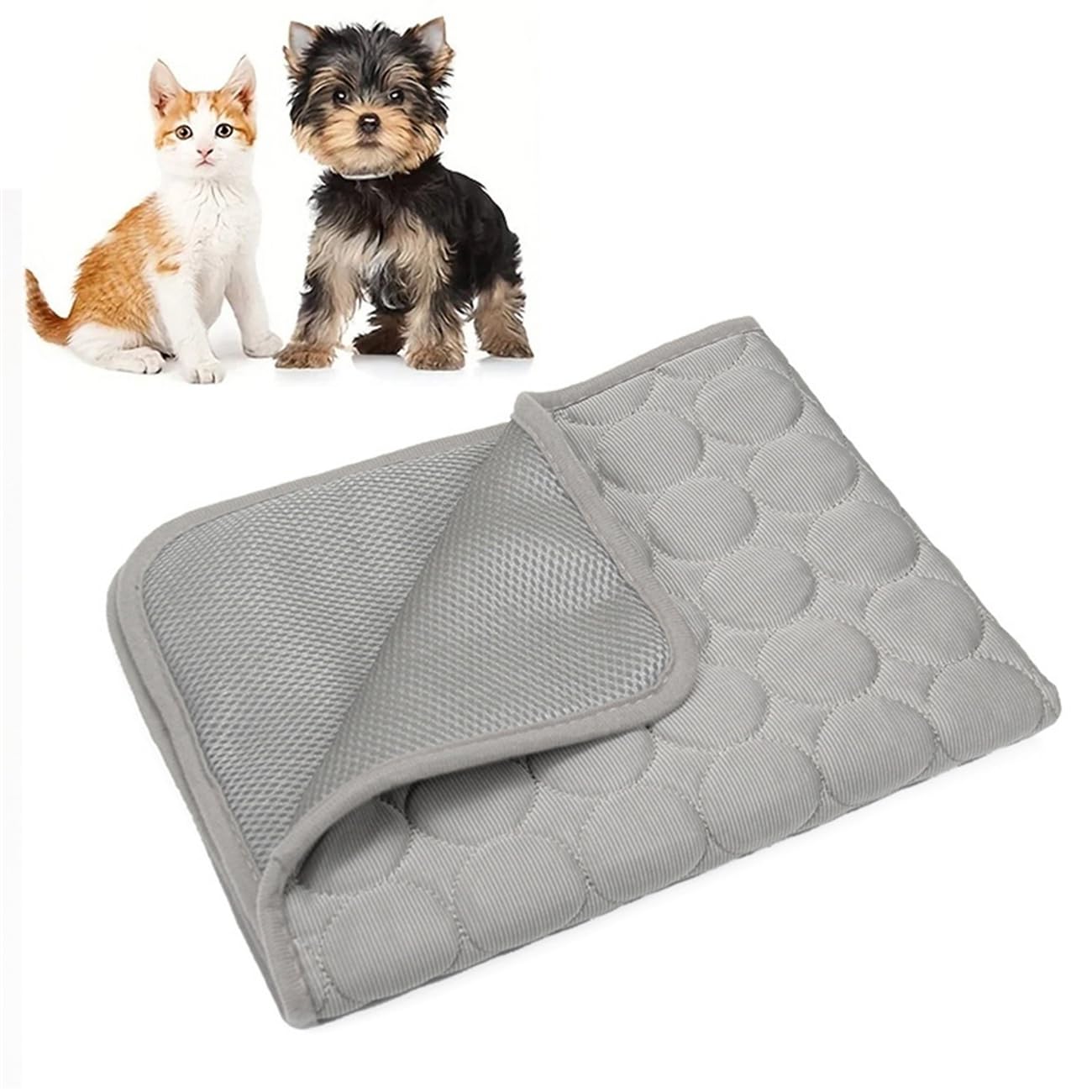 Alfombrilla Refrescante para Perros y Gatos, Manta Refrigerante sin Gel Químico, Tela Ice-Silk Transpirable, Autoenfriamiento por Contacto, Portátil, Antideslizante y Lavable para Verano