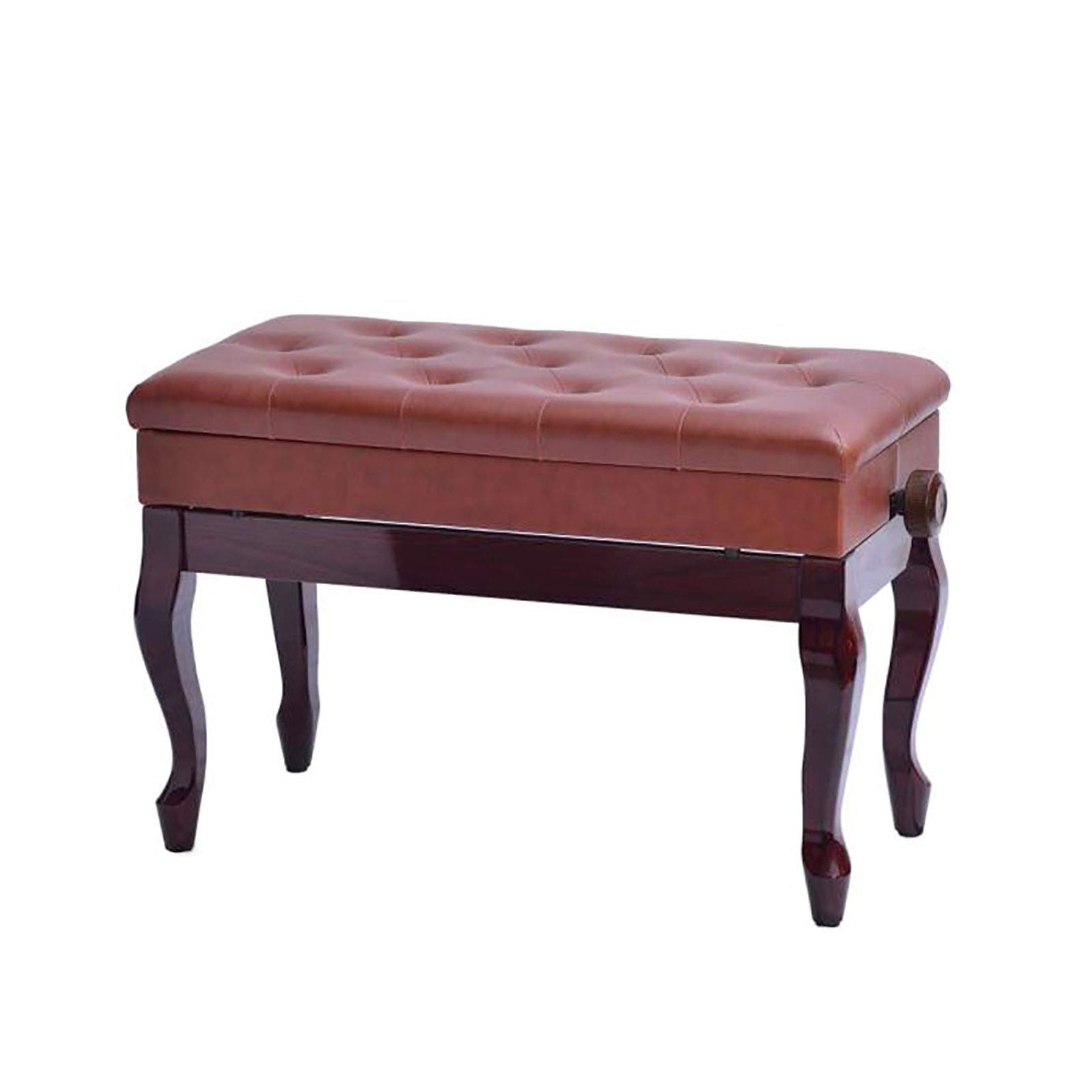 Sgabello regolabile per pianoforte con vano portaoggetti, gambe in legno massello e spesso cuscino imbottito in pelle, panca per pianoforte duetto per musicisti, comodo mobile musicale
