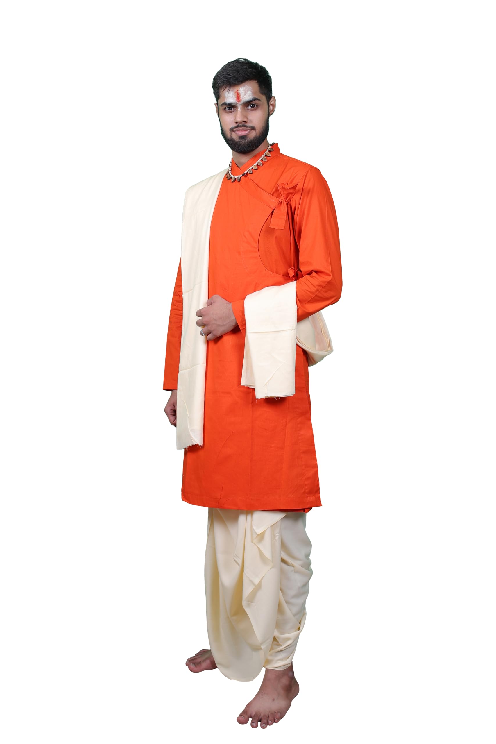 Classic Cotton Bagalbandhi Men kurta dhoti set (orange) Size 4XL-image-45
