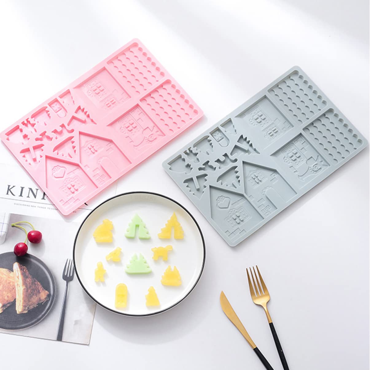 COLLBATH 6 Ensembles Outils De Cuisson De Gâteaux Moule À Cake Pops Cookie Moule Gateau Noel Noel Gateau De Cuisson En Silicone De Fabrication De Nourriture 2 Pièces * 6