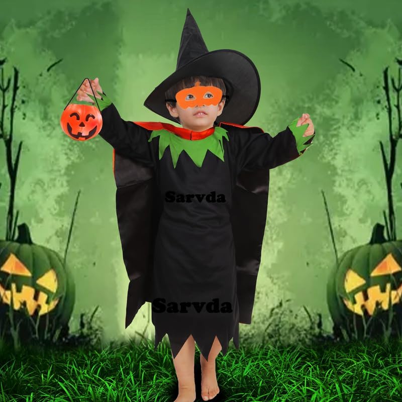 Image of Sarvda Halloween Dress | Costume and Accessories | For Girls and Boys | Haunted Horror Theme Party Vampire Witch Ghost Skeleton Draculla Pumpkin Scary Cosplay Dress