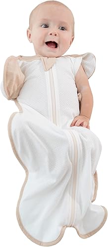 Ccoccozam Swaddle orgánico malla de aire blanco grande 19-26 libras saco de dormir de transición para bebé que permite que tu bebé duerma en una