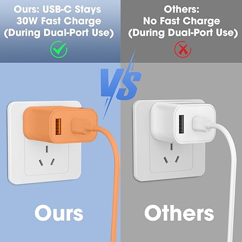 Miniatura 4 de Cargador para iPhone 17/16/15 Pro/Pro Max, cargador de pared USB-C de doble puerto con PD 40 W y carga rápida QC 20 W, cable USB-C de 6 pies para