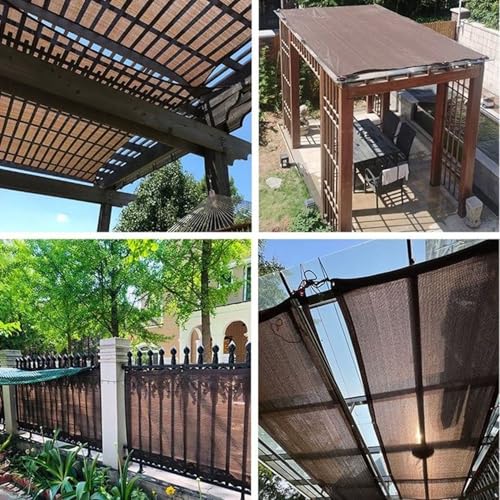 Voile d'ombrage marron 5x10m en polyéthylène avec œillets pour jardin - 8