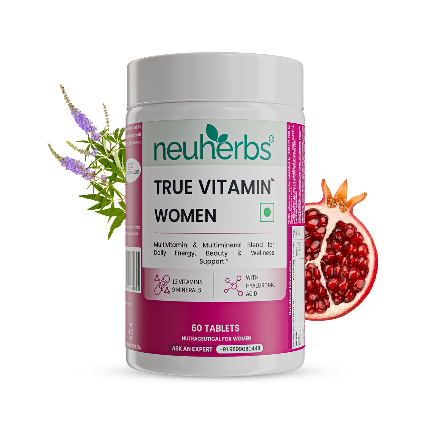 Neuherbs Multivitamin Tablet for Women | True Vitamin Women Supplement with Vitamin C, Vitamin B, Vitamin D, Zinc, Iron & Magnesium | Boost Energy | Supports Skin, Hair & Overall Health - 60 Tablets-picture-20