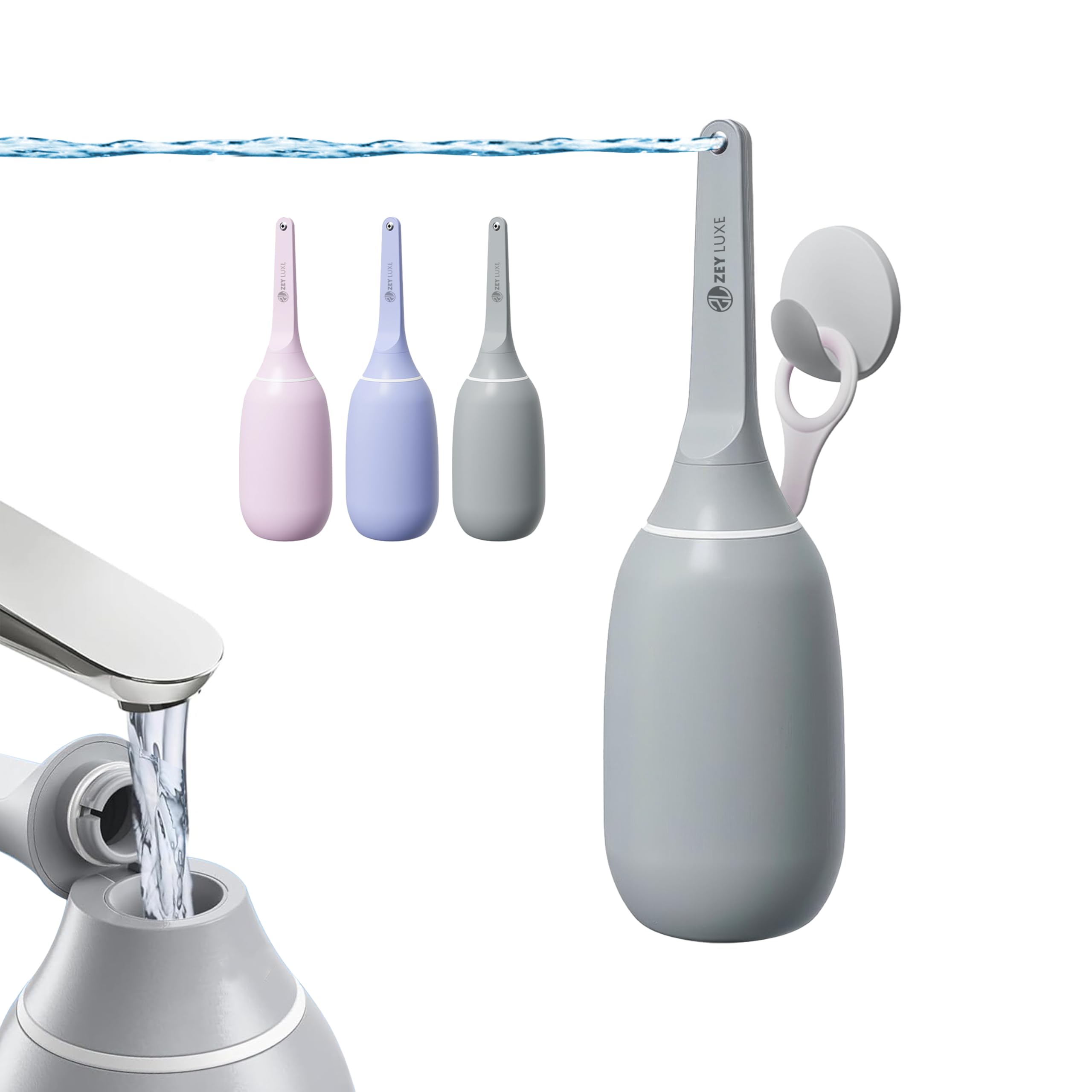 Peri Bottle 400ml for Postpartum Care - ZEY LUXE Portable Bidet Bottle for Women Travel & Personal Hygiene, Reusable (Grey)