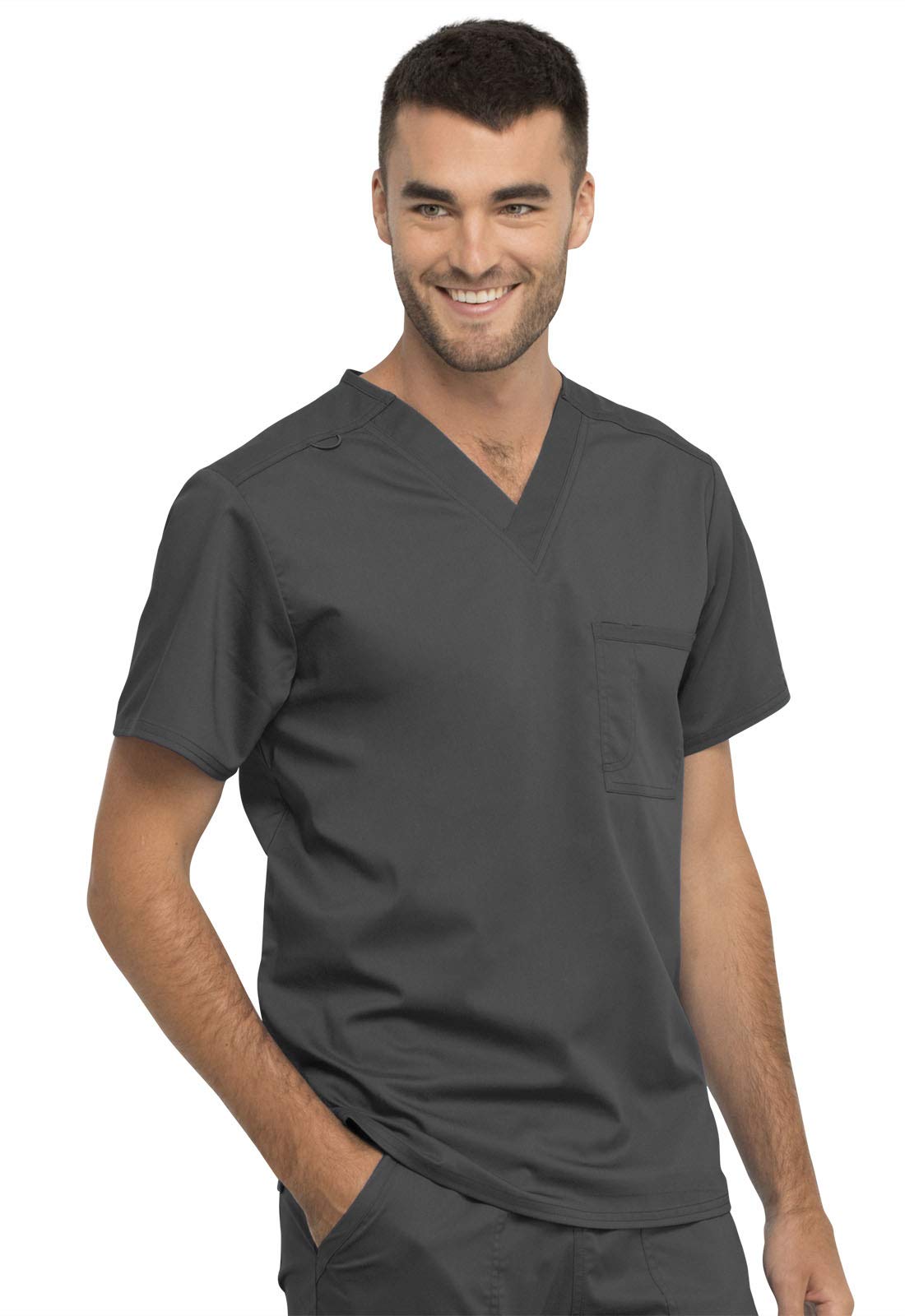Cherokee WW625 - Conjunto de ropa quirúrgica para hombre y mujer con cuello en V y pantalón de pierna cónica con cordón, WW020, peltre, parte superior L / pantalón alto L