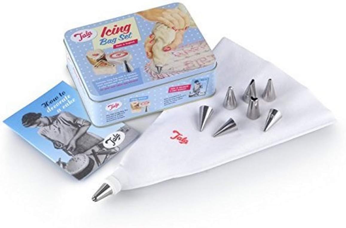 Tala Icing Bag Set with 8 Nozzles in 1950's Gift Tin