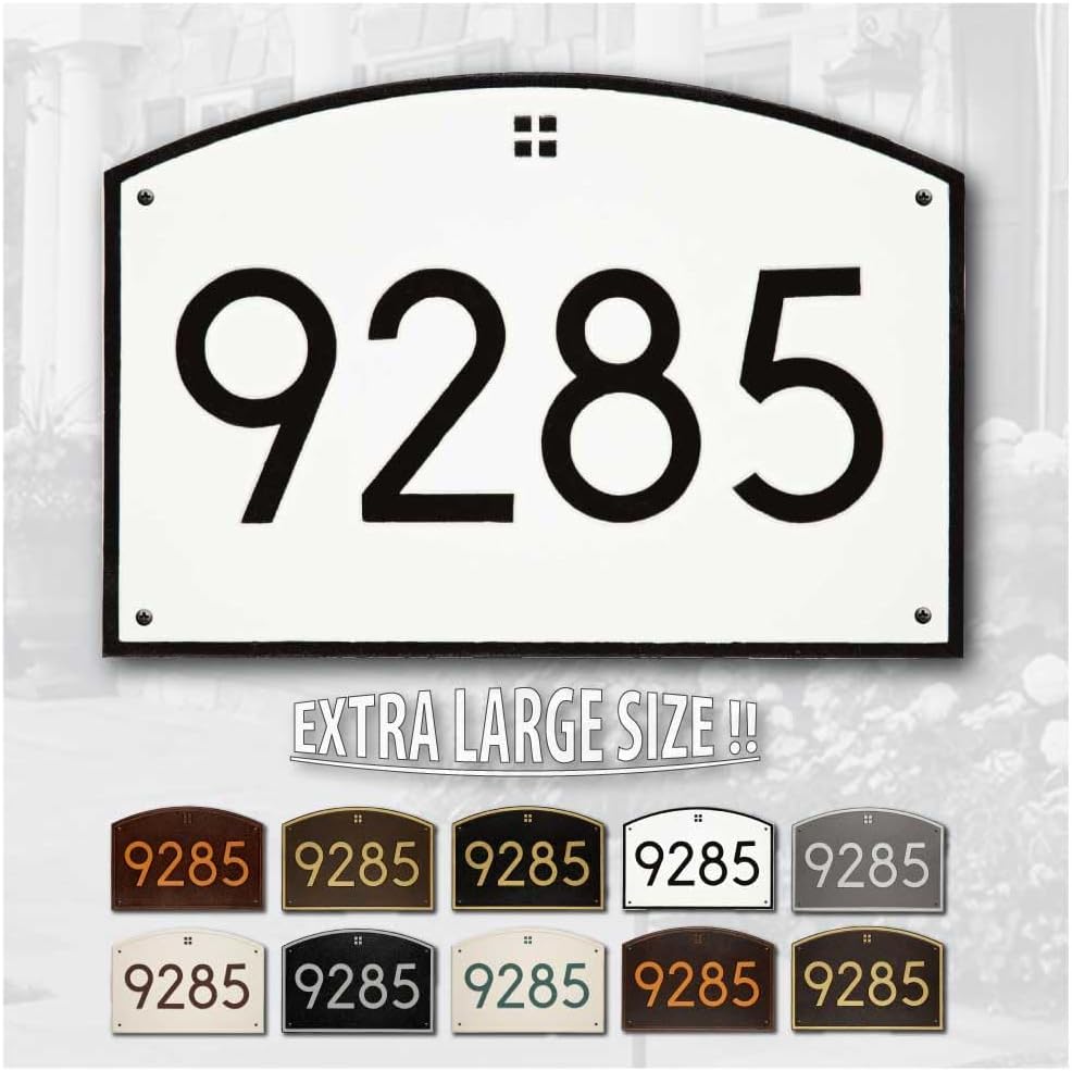 Whitehall™ Personalized Cast Metal Address plaque - The Extra Large, Modern Cape Charles Plaque. Made in the USA. Display your address and street name. Custom house number sign.