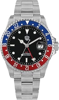 GMT-Uhren für Herren, WD0014, Taucheruhr mit Zwei Zeitzonen, NH34, automatische Vintage-Armbanduhr, 40 mm, Aluminium-Lünette