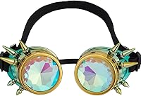 Vista 92 de Gafas caleidoscopio para raves trippy psicodélico steampunk con lentes de cristal de difracción de prisma arcoíris Negro