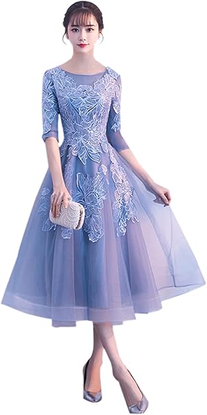 Amazon ドレス 二次会 花嫁 パーティードレス 結婚式 花嫁ドレス 二次会 ワンピース 演奏会 パーティドレス ロングドレス 演奏会 代 30代 40代 ミモレ丈ドレス お呼ばれ ブライズメイド イブニングドレス 通販