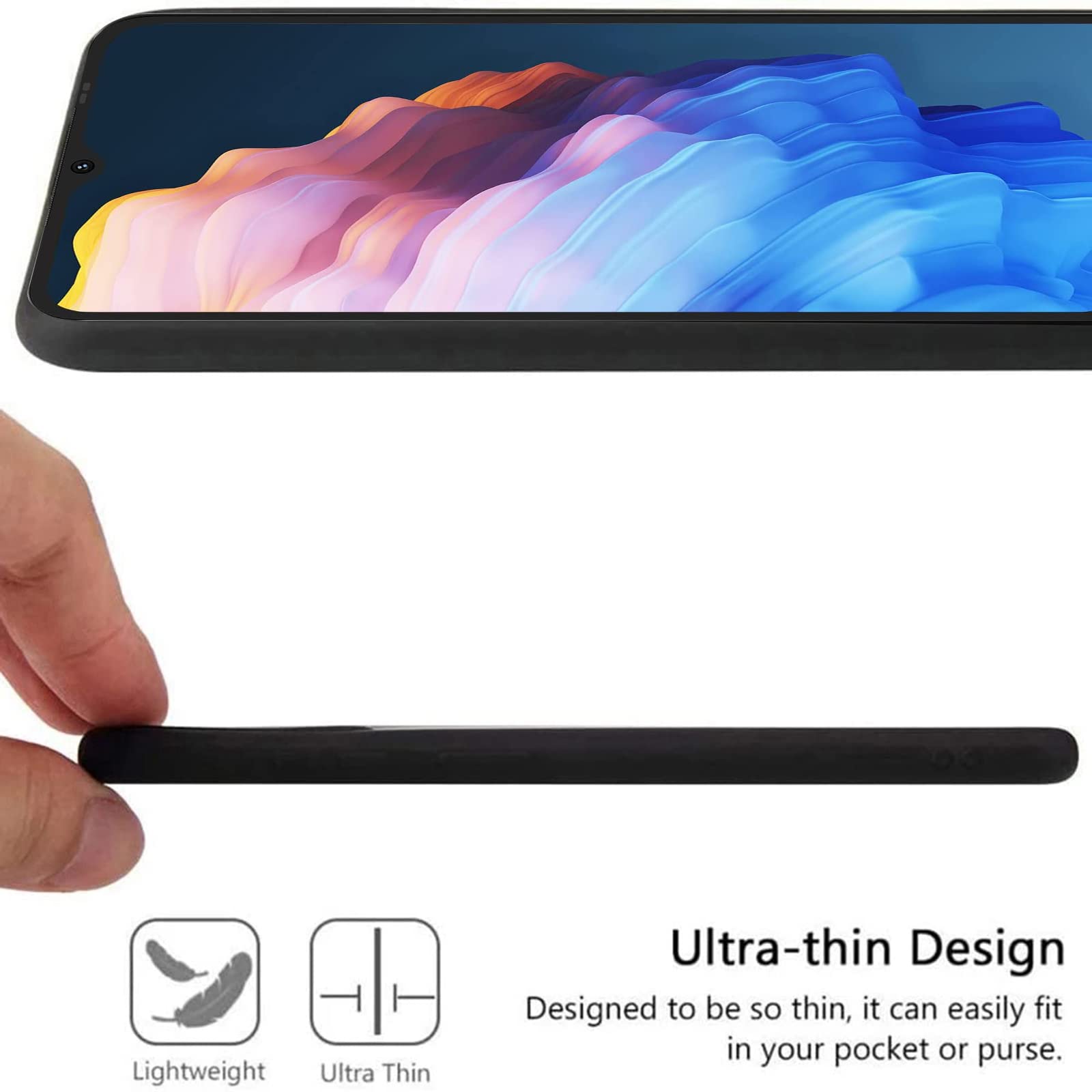 GYDQQKJ DQG Cover per Umidigi C1 Max + Pellicola Protettiva in Vetro Temperato, Morbido Silicone Custodia Nero TPU Case - HD Schermo Protettore per Umidigi C1 Max (6.52) - KE15